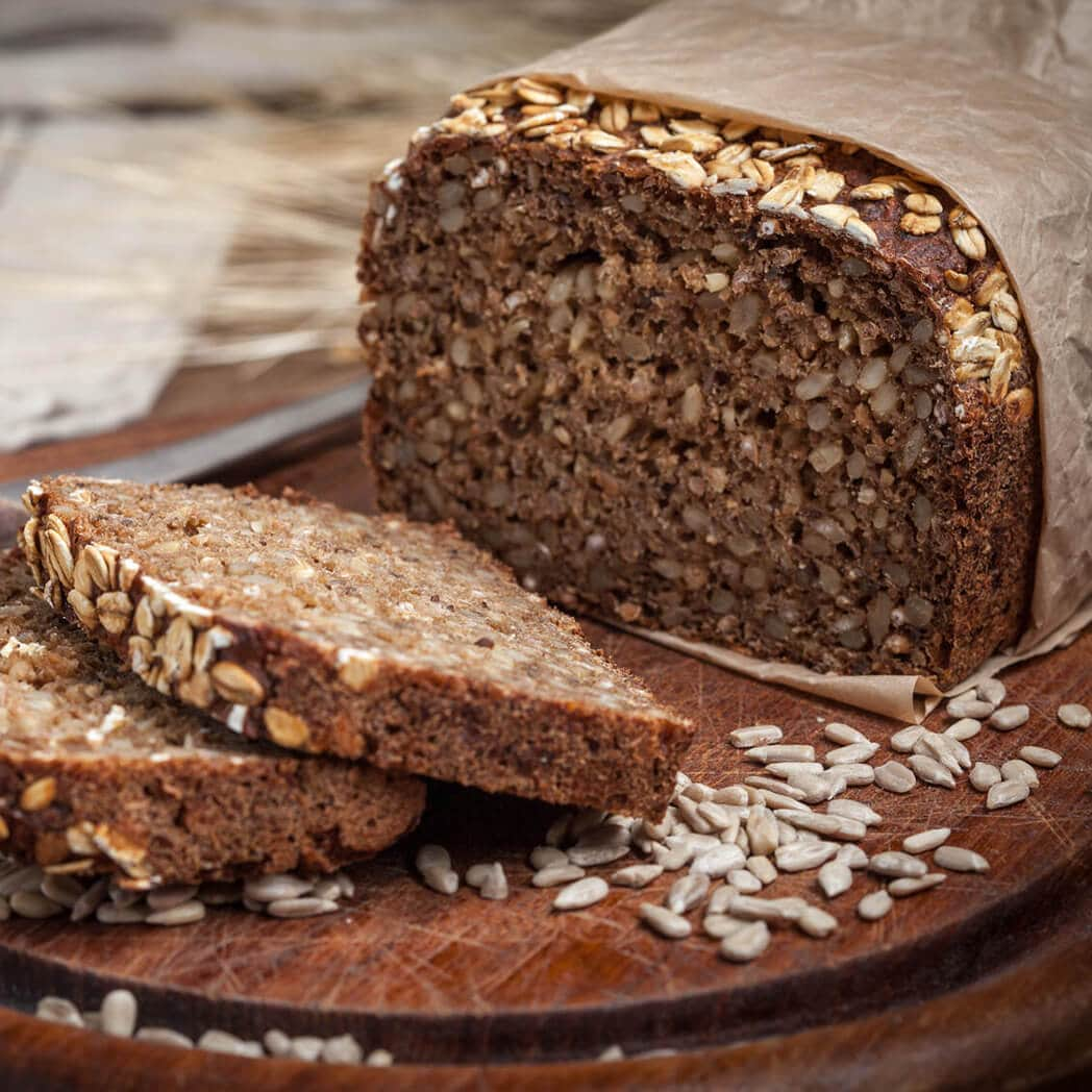 A loaf of bread containing gluten.